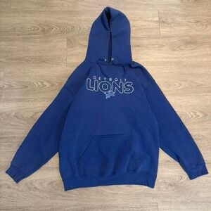 Vintage 90s Detroit Lions Hoodie Large Logo Athletic NFL One Pride